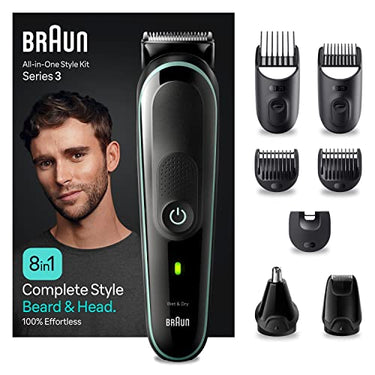 Braun All-In-One Bartpflege Bodygroomer Set, 8-in-1 Barttrimmer / Bartschneider, Trimmer/Haarschneider Herren, Haarschneidemaschine, wasserdicht, 80 Min. kabellose Laufzeit, MGK3441 im Sale
